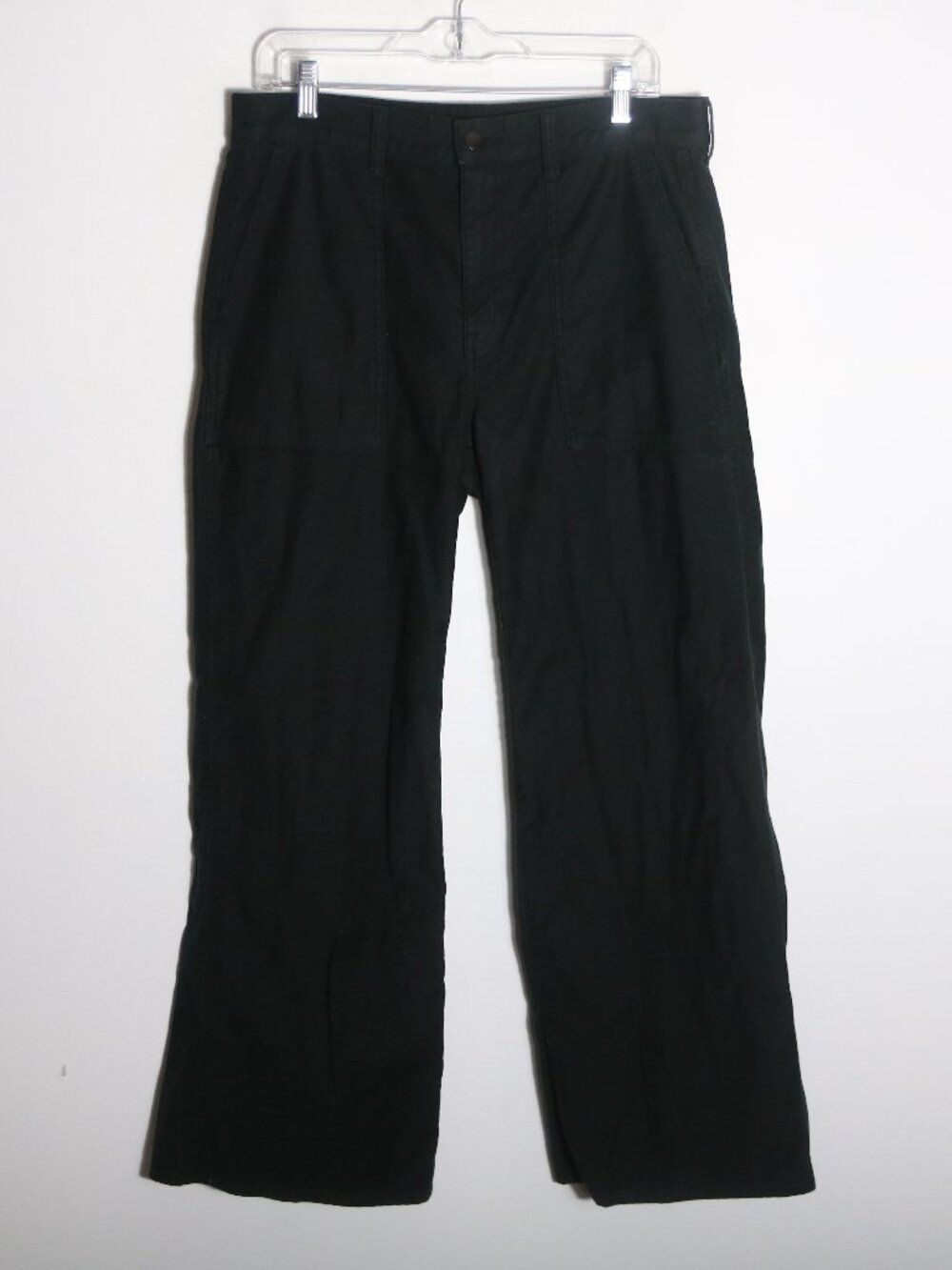 J Crew Camp Pocket‎ Wide Leg Pant 29 Black High Rise Boho Stretch Full Length